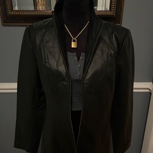 Women’s Black Leather Jacket with zipper